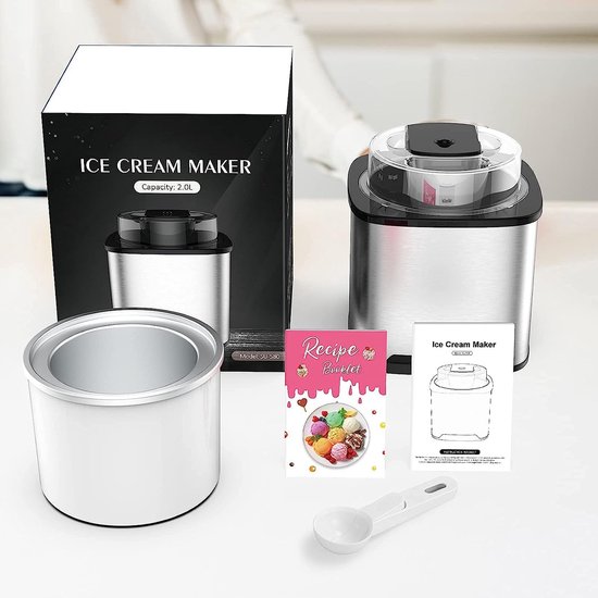 ijsmachine 2 liter professionele ijsmachine, sorbet en yoghurt invriezen in 30 minuten, zachte ijsmachine van N / A