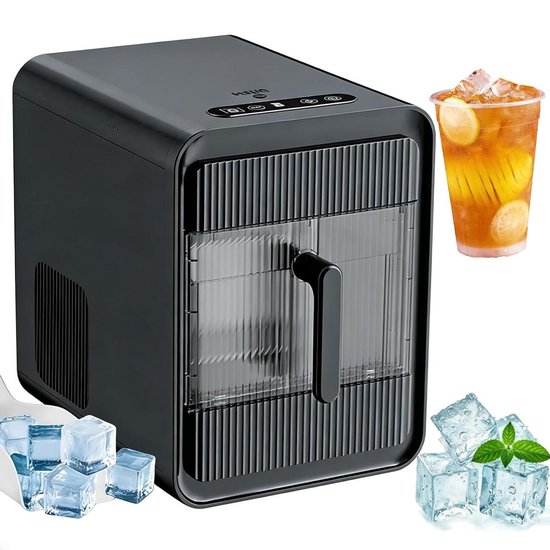 Ijsmachine aanrecht - IJsmaker compact - Drankjes koelen - Zelfreinigend ontwerp - 15 kg per dag - Zwart