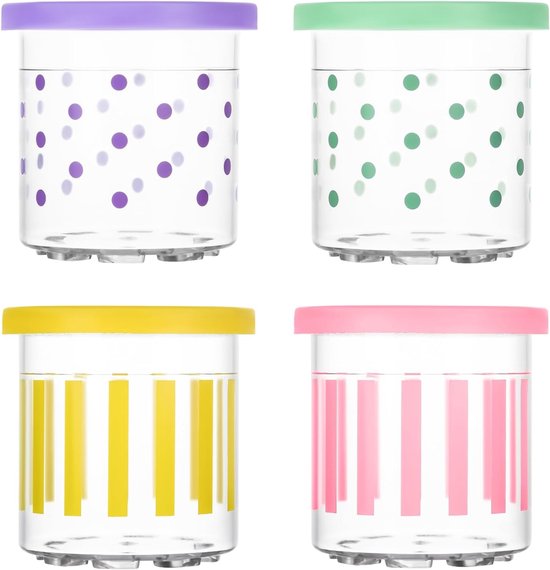 IJsmachine Bakjes - Diepvriesbestendig - 4 Stuks - Geschikt voor Ninja Creami NC301/NC300 - BPA-vrij van Genixxx