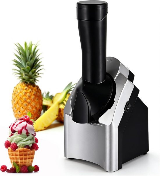 Ijsmachine - Dessertmaker Sorbetmaker - Gezonde Desserts Maken - Vaatwasmachinebestendige Onderdelen - 24x23.5x18.5cm - Zwart van Merkloos