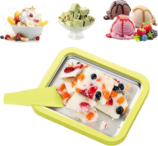 IJsmachine Dienblad - DIY IJs Maker - Zelf Desserts Maken - Snelle Koel Technologie - 1 Dienblad 2 Schrapers - Groen