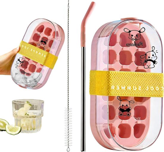Ijsmachine Fles - Herbruikbare Ijsmaker - Dranken Koelen - 2-in-1 Ontwerp - 231 cm Lengte - Roze