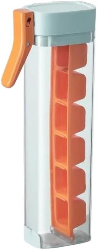 IJsmachine Glas - IJsvorm Bak - Cocktails Koelen - Handige Pers Ontgrendeling - 6 IJsblokjes - Groen Oranje