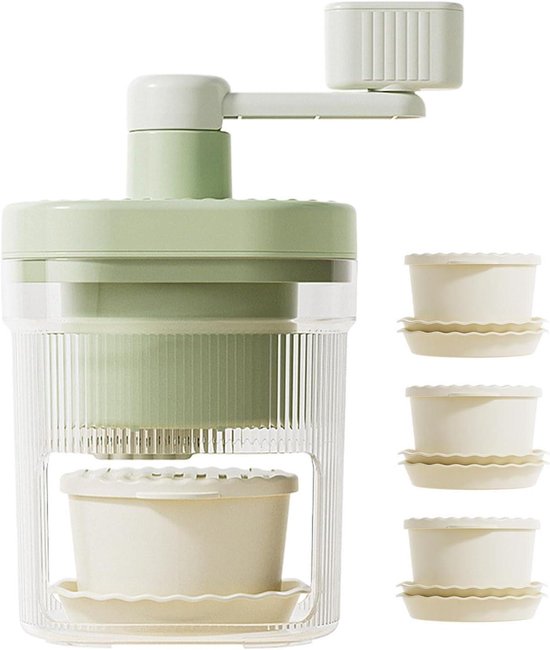 IJsmachine Handmatig - Sneeuwkegelmaker - Desserts Maken - Draagbaar Ontwerp - Set Inclusief Bekers - Wit