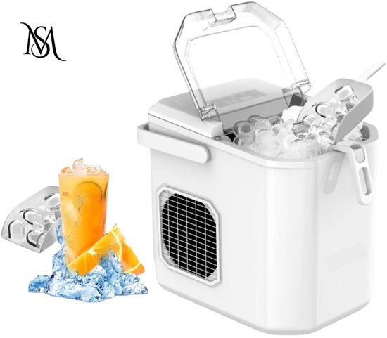 IJsmachine - ijsblokjes maker - Kogelijs Machine - Snel IJs Maken - Automatische Reiniging - Fluisterstil - Voor Thuis - Camping - Kantoor - 12kg/24h - 2 Formaten ijsblokjes - Compact - Draagbaar - IJsmachine Wit - Ice Maker - Heerlijk verkoelend van Merkloos