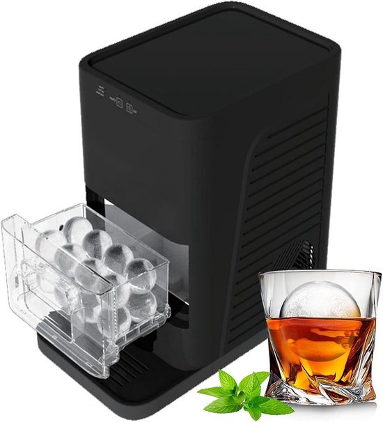 IJsmachine - Ijsbollenmaker - Drankjes Koelen - Automatische Zelfreiniging - 42 Bolletjes Per Dag - Zwart