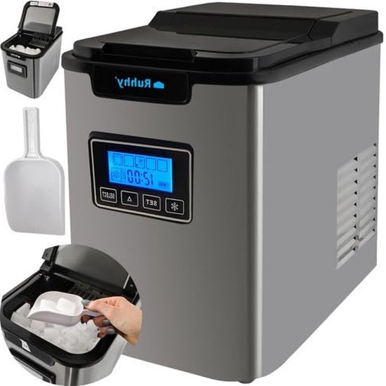 IJsmachine - IJsklontjes maker - Drankjes Koelen - Snelle productie - 12 kg per dag - Zilverkleurig
