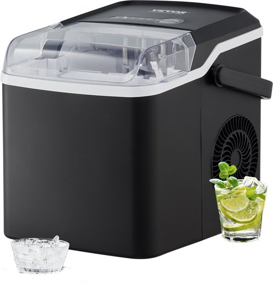 Ijsmachine Ijsmaker 105 W ijsblokjesmachine ijsblokjesmachine roestvrij staal 11,8 kg / 24 uur Bereiding ijsblokjesmachine in 7 minuten van Merkloos