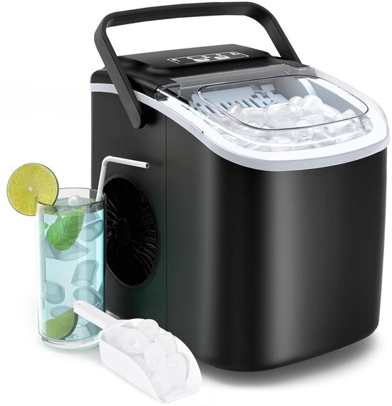 IJsmachine - IJsmaker - Dranken Koelen - Zelfreinigend - 26 lbs per dag - Zwart