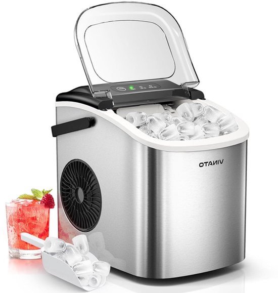 IJsmachine – Kleine IJsmachine – IJsblokjesmachine – IJsmaker – IJsmachine Voor Thuis – Supersnel 9 IJsklontjes in 6-8 Minuten – Draagbaar Compact 12 kg IJs Per 24 Uur