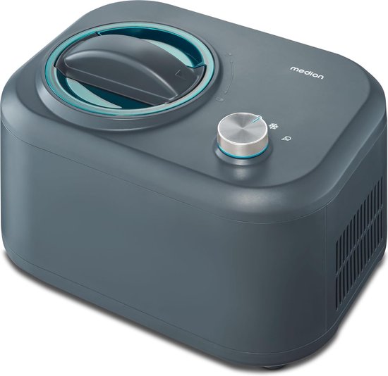 Ijsmachine - Met compressor - ijs, frozen yoghurt, sorbet - 1L - 100W - Alluminium - Geen voorkoeling - 7,2KG - Donker blauw - van Nuvantee