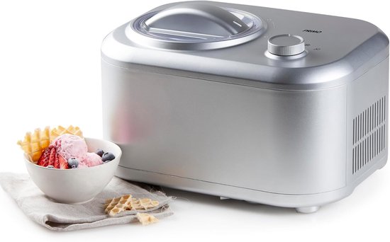 IJsmachine met Compressor - Zelfvriezend Apparaat - Thuis Dessert Maken - Ingebouwde Compressor - 1 Liter Capaciteit - Zilver