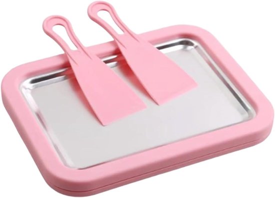 IJsmachine - Rolmachine Dessertmaker - Desserts Maken - Roestvrij Staal - 2 Schrapers - Roze van Merkloos