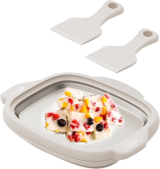 IJsmachine Rolplaat - Zelfgemaakte IJscrème - Snel IJs Maken - Voedselveilig Roestvrij Staal - 26 x 21 x 6 cm