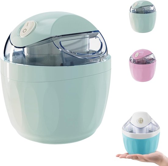 Ijsmachine - Roomijsmachine - Sorbetmaker - Mini ijsmachine - Elektrisch - One-touch bediening - Zelf ijs maken - Voor frozen yogurt en gelato - Voor thuis en keuken - Compact - Lichtblauw van Merkloos