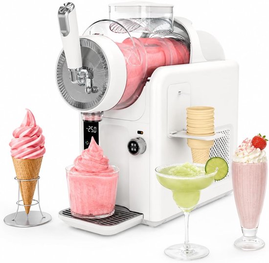 IJsmachine Slushie Maker - Soft Ijs Apparaat - Thuis Drankjes Maken - Geen IJs Nodig - 2L Capaciteit - Wit