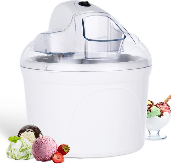 Ijsmachine - softijs - 1.5L - 12 ballen ijs - Eenvoudig te reinigen - wit - van Nuvance
