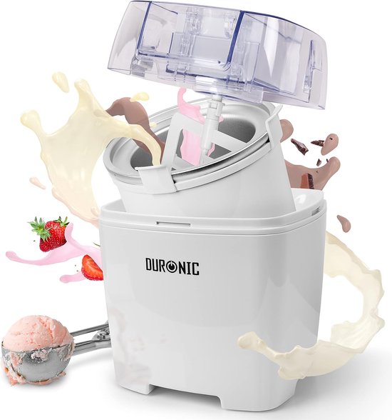 IJsmachine & Softijsmachine 1.5L – Voor Roomijs, Frozen Yoghurt, Sorbet & Gelato – Zelfgemaakt IJs in 30 Minuten – Compact Dessertmachine voor Thuisgebruik van Merkloos