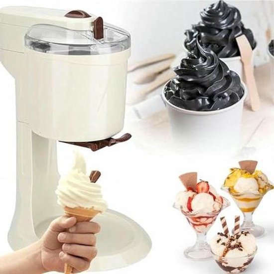 IJsmachine - Softijsmachine Yoghurtmaker - Zelf Desserts Maken - Romig IJs in 10 Minuten - 1000 ml - Wit