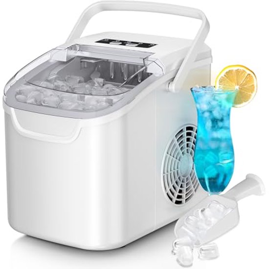 IJsmachine voor aanrecht - Maak 8 ijsblokjes in 6 minuten, 25 lbs/dag - Draagbare mini voor thuis en onderweg, energiezuinig met mand en schep van Colzer
