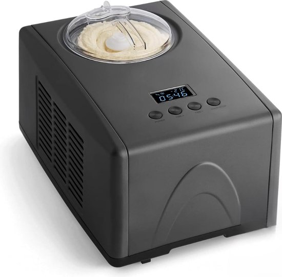 IJsmachine Zelf Vriezend - Makkelijk Zelf IJs Maken - 1.5L Inhoud - Yoghurt IJs - 150 Watt - Ingebouwde Compressor van Nuvance