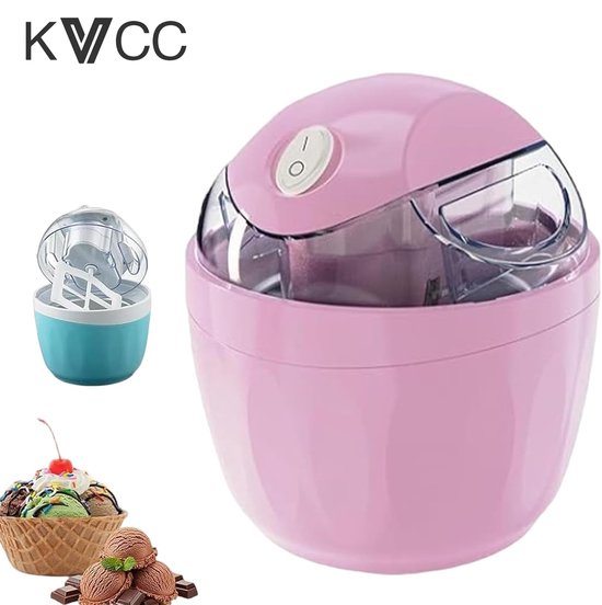 Ijsmachine zelf vriezend-softijs machine voor thuis - Maak snel zelfgemaakte bevroren yoghurt en desserts in 15 minuten - Compact ontwerp voor één portie, ideaal voor kinderkamers en keukens - Roze - 14x14x16 cm