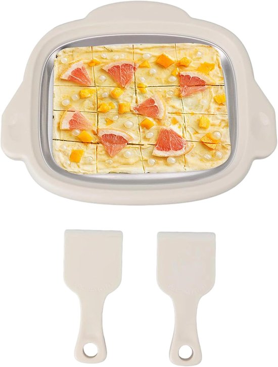 IJsmaker - Dessert Maker - Zelf IJs Maken - Voedselveilig Roestvrij Staal - 25x19x4 cm - Wit van Merkloos