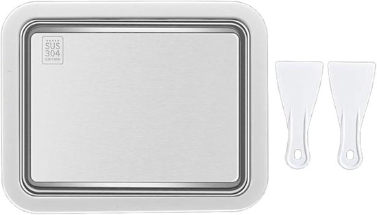 Ijsmaker Dienblad - Ijsrolhouder Plaat - Zelf IJs Maken - Roestvrij Staal - 260x32x210 mm - Meerkleurig