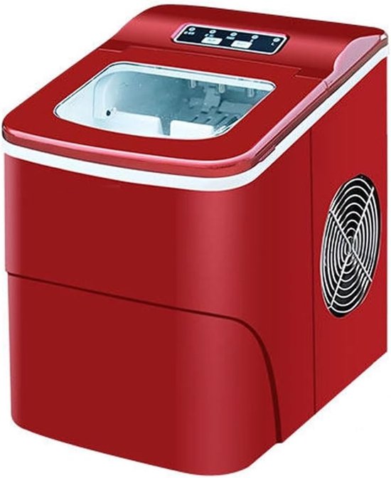 IJsmaker Elektrisch - Automatische Ijsblokjesmachine - Feesten en Bijeenkomsten - Hoge Dagelijkse IJsproductie - 15 kg per dag - Rood