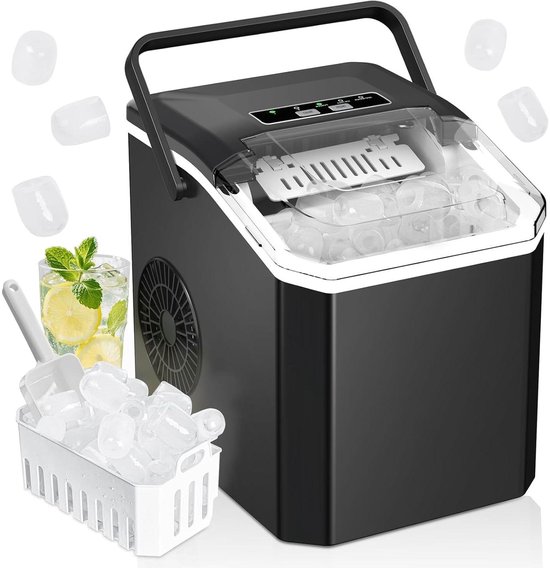 IJsmaker - IJsmachine - Snelle IJsblokjes - Automatische Reiniging - 14kg Per Dag - Zwart