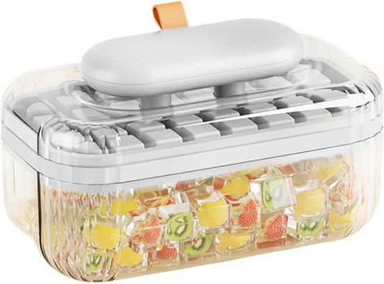 Ijsmaker Lade - IJsklontjes Bak - Dranken Koelen - Met Persdeksel - 25 x 15 x 16 cm - Wit