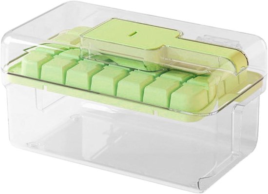 IJsmaker met Opslag - IJsblokjes Vorm - Dranken Koelen - Dubbele Laag Functionaliteit - 21.6x13.2x10.9cm - Groen