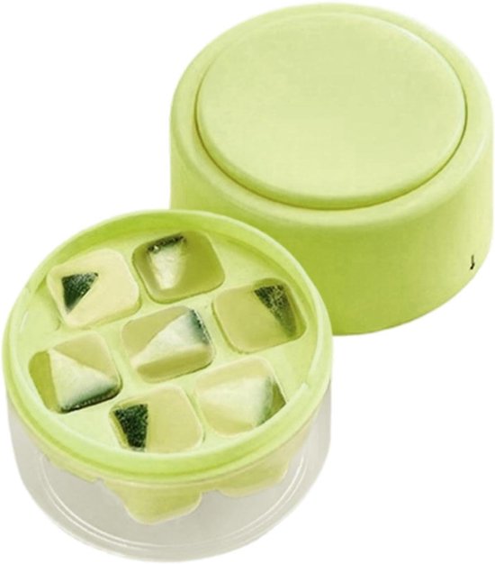 IJsmaker Mini - IJsblokjesvorm Stapelbaar - Dranken Koelen - Druk-los Mechanisme - 7.6x7.3 cm - Geel Groen
