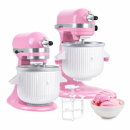 IJsmaker Opzetstuk voor KitchenAid Stand Mixers – Geschikt voor 4.5QT, 5QT & 6QT Tilt-Head en Bowl-Lift Mixers – 1,9L IJskom voor IJs, Sorbet, Gelato en Frozen Yoghurt van Merkloos