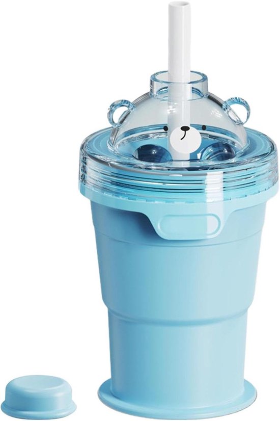 Ijsmalbeker Met Deksel - Opvouwbare IJsdrank Maker - Dranken Koel Houden - Moeiteloos Hygiënisch Drinken - 325 ml Capaciteit - Blauw