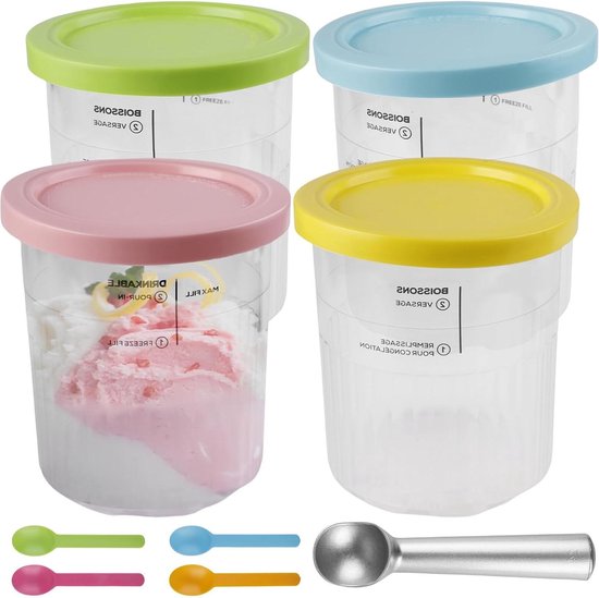 IJspint-container reservecontainer met deksel lepel - geschikt voor Ninja Creami ijsmachine - NC500 NC501 Creami-serie. van Merkloos