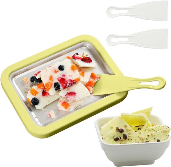 IJsrol Dienblad - Dessert Maker - Familieplezier - Robuust Roestvrij Staal - 22.6 x 17.5 cm - Groen