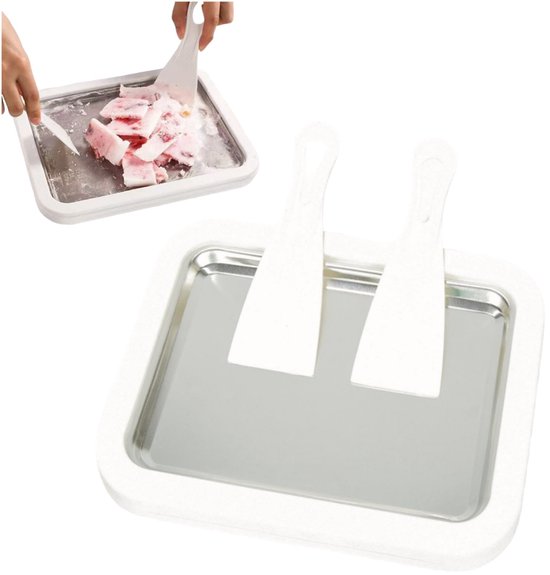 IJsroller voor thuis - Mini doe-het-zelf yoghurtroller voor kinderen - IJsroller van voedselveilig roestvrij staal - Ook geschikt voor het maken van bevroren yoghurt - Zelfgemaakt fruitijs (wit)