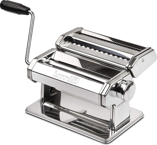 IM90 Pastamachine 9 instellingen aluminium rollen 15 cm roestvrij staal met gratis receptenboekje pasta roller van Merkloos