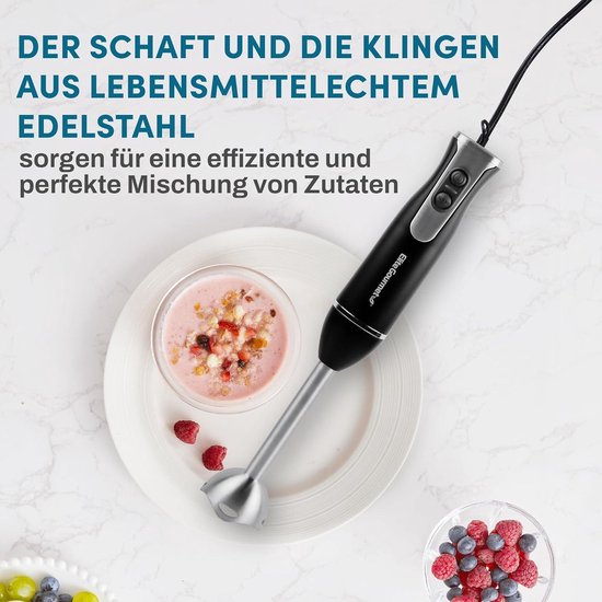 Immersion Hand Blender 500 Watt 2 Speed Mix - Roestvrij Stalen Bladen - Demonteerbare Wandstickmixer - Smoothies Babyfood Soup - Zwart van Livoo