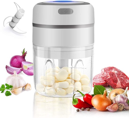 IMTEX Hakmolen elektrische - USB oplaadbal - Mini Portable Chopper - 250ml - wit van imtex