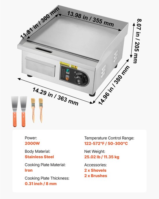 Innovastore Grillplaat - Bakplaat - Grill - Elektrische bakplaat - Kookplaat - Verstelbare temperatuurregeling - 2000W - RVS
