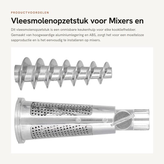 Inovra- Vleesmolenopzetstuk Aluminiumlegering - Tomatenmolen - Blenderaccessoires - Sapcentrifuge - Keukenhulp - Eenvoudige installatie