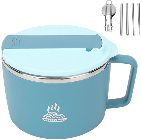 Instant noedelskom 1200 ml - roestvrij staal - met deksel - ideaal voor ramen en soep - ShopVlot