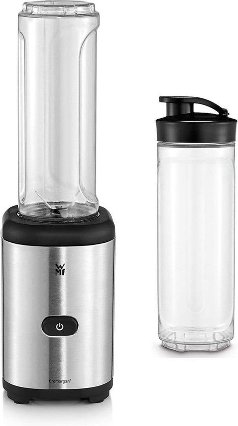 Intelectro Blender - Smoothie-to-go Mixer voor moeiteloze mixen en veelzijdige creaties! - 300W - Plastic Flesje - 4 Roterende Messen - 1 Snelheid - 23 000 Toeren per Minuut - Zilver/Zwart - Levering Sneller dan Aangegeven! van Merkloos