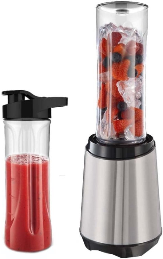Intelectro Blender To Go - De Ultieme Smoothie Sensatie - Krachtige Motor - Compact Design - 2 Inbegrepen Containers van 600ml - Zilver - Levering Sneller dan Aangegeven! van Merkloos