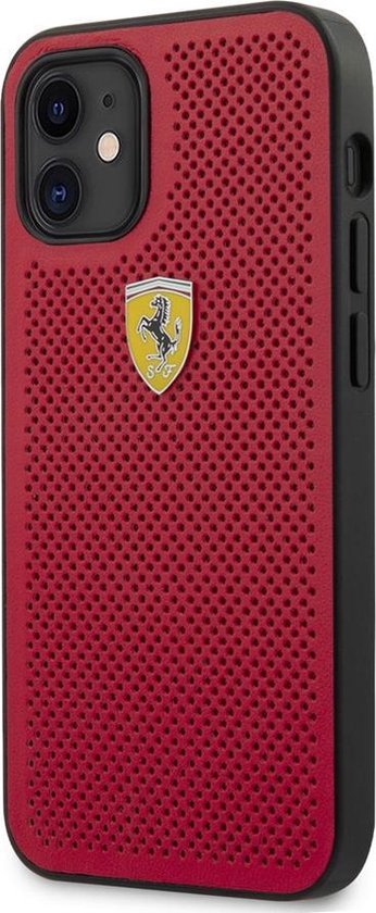 iPhone 12 Mini Backcase hoesje - Ferrari - Effen Rood - Kunstleer van Ferrari
