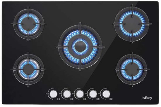 Iseasy Mgbg-775 77 Cm Gaskookplaat 5 Branders Transparant van Merkloos
