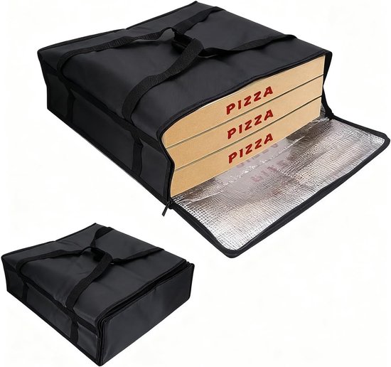 Isolerende Voedselbezorgtas 20" x 20" x 8" voor Heet en Koud Vervoer, Professionele Pizza Warmtas met Thermische Voering, Duurzame Tas voor Voedselbezorging