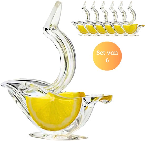 Janse® Citroenpers set van 6 - Citrusknijper vogeltjes - Lemon squeezer - Fruitpers - Citruspers - Juicer - Limoenpers - Limoenknijper - Handmatige fruitpers van Merkloos
